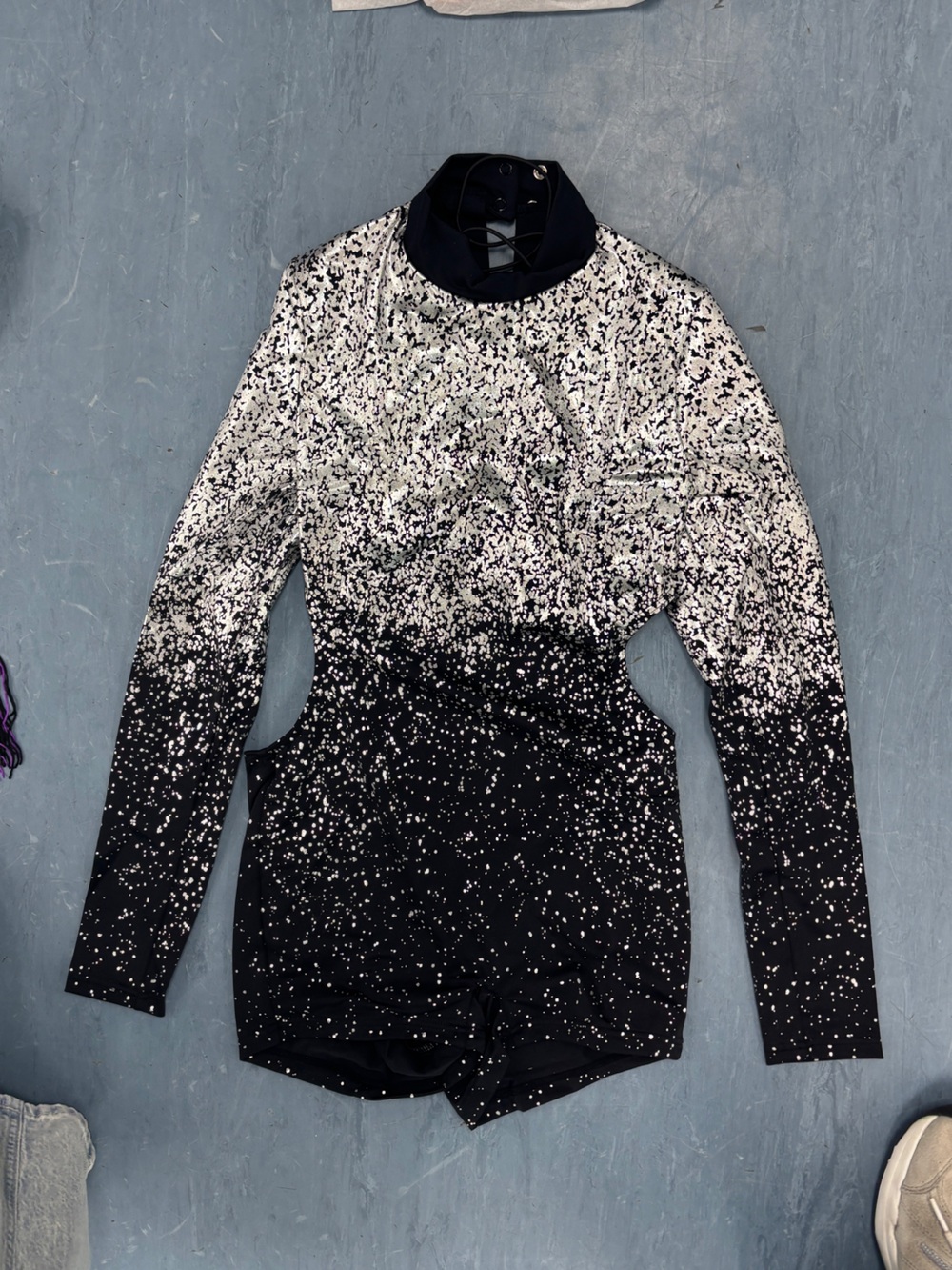 Weissman Black & White Speckled Long-Sleeve Bodysuit